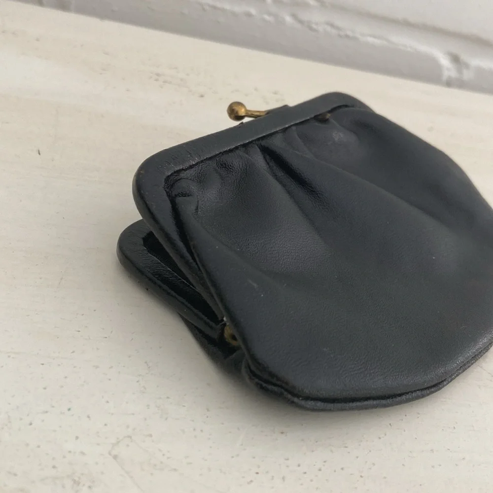 classic vintage petite small little black change purse